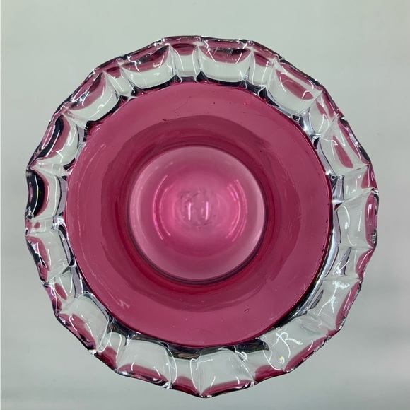 Cranberry Rossi Vase Hand Blown Glass - Picture 2 of 5